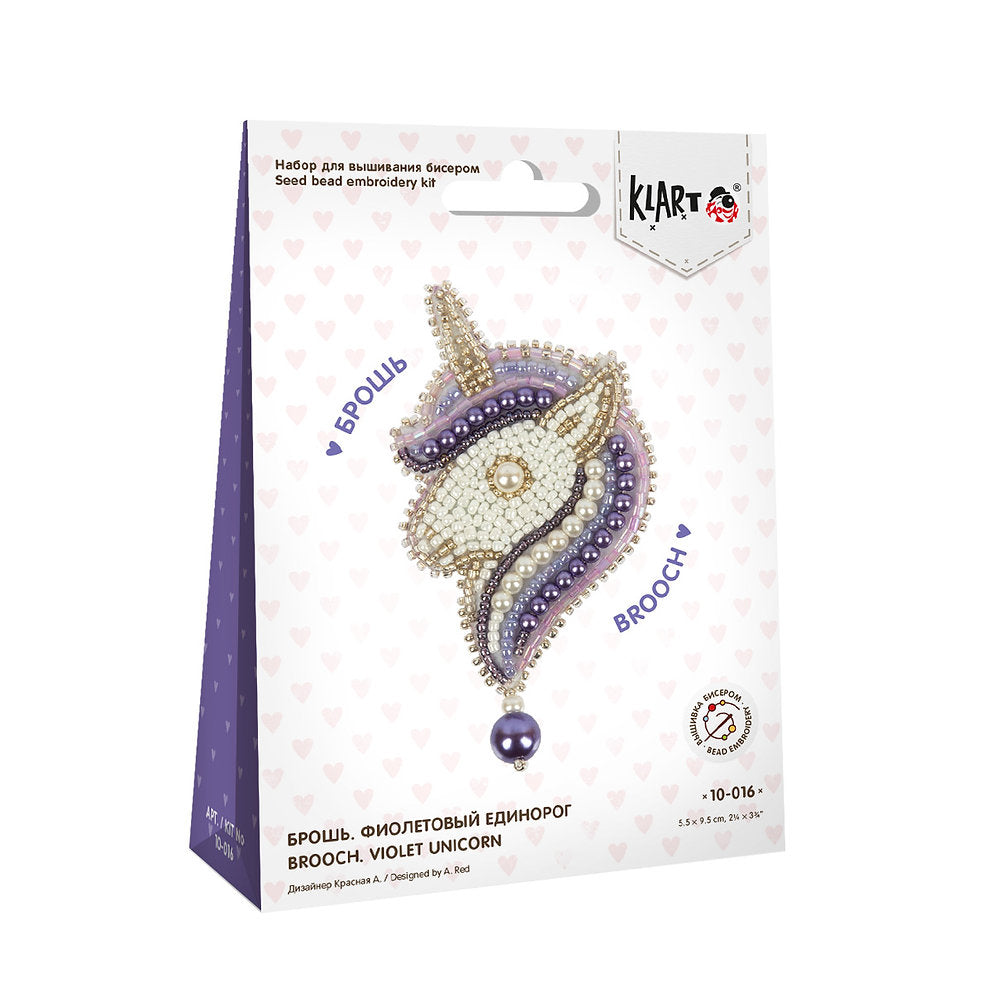 Kit Para Bordar con Abalorios Klart 10-016 "Broche Unicornio Violeta"