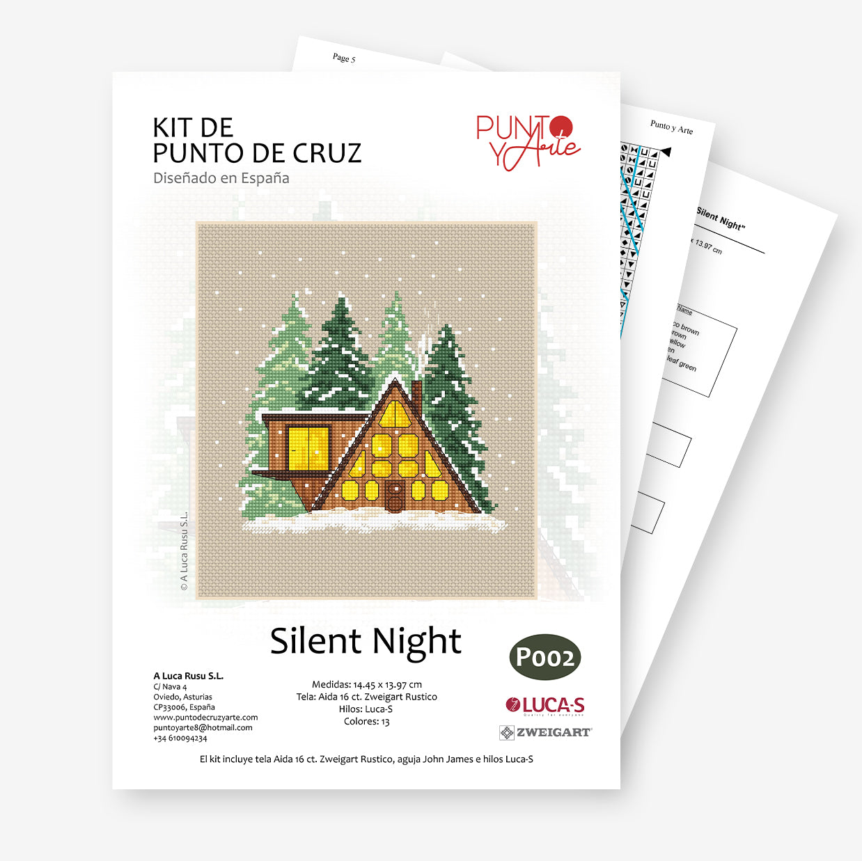 P002 Silent Night - Kit de Punto de Cruz Punto y Arte