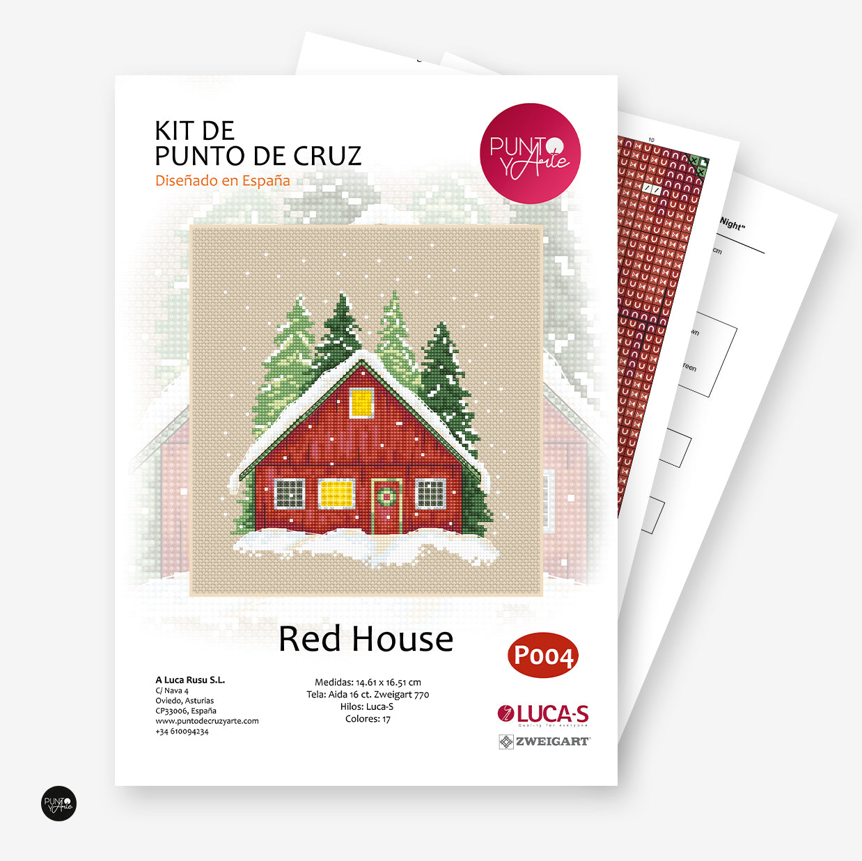 P004 Rotes Haus – Kreuzstichset Stich und Kunst