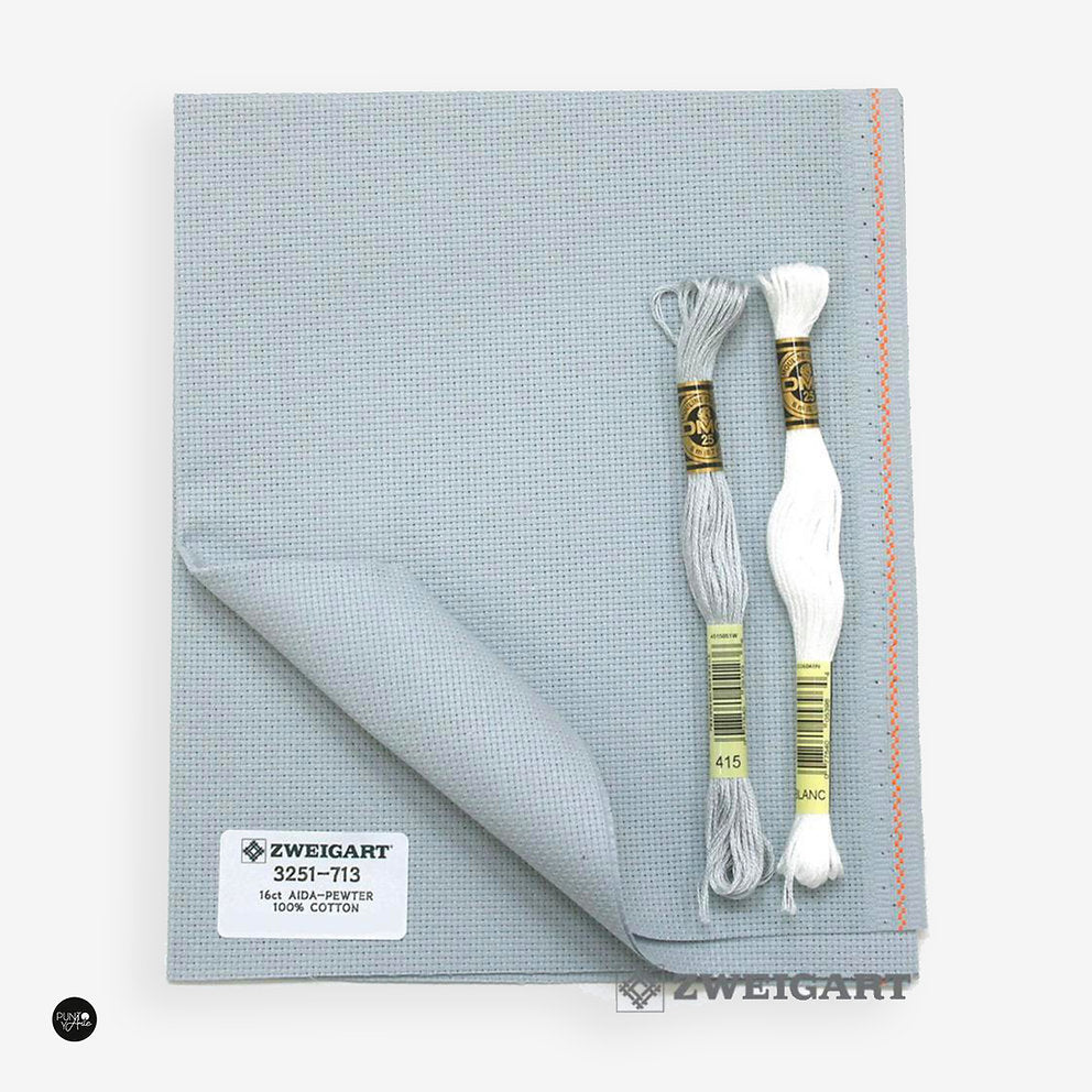 3251/713 Tela AIDA 16 ct. color Pewter - ZWEIGART tela para punto de cruz