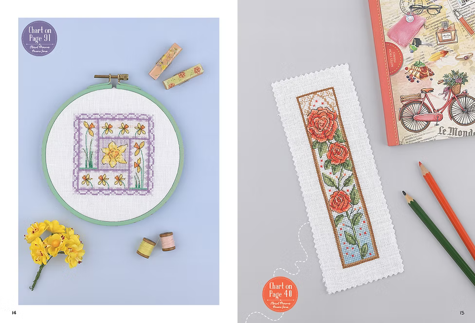 Floral Dreams – Durene Jones | Más de 200 Motivos Florales en Punto de Cruz