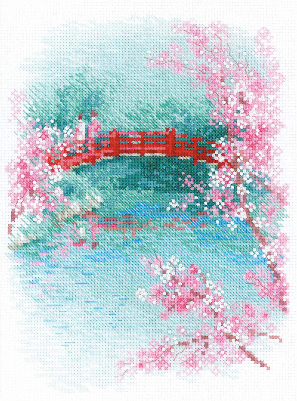 Kit de Bordado de Punto de Cruz - "Sakura. Bridge" - Riolis 1745