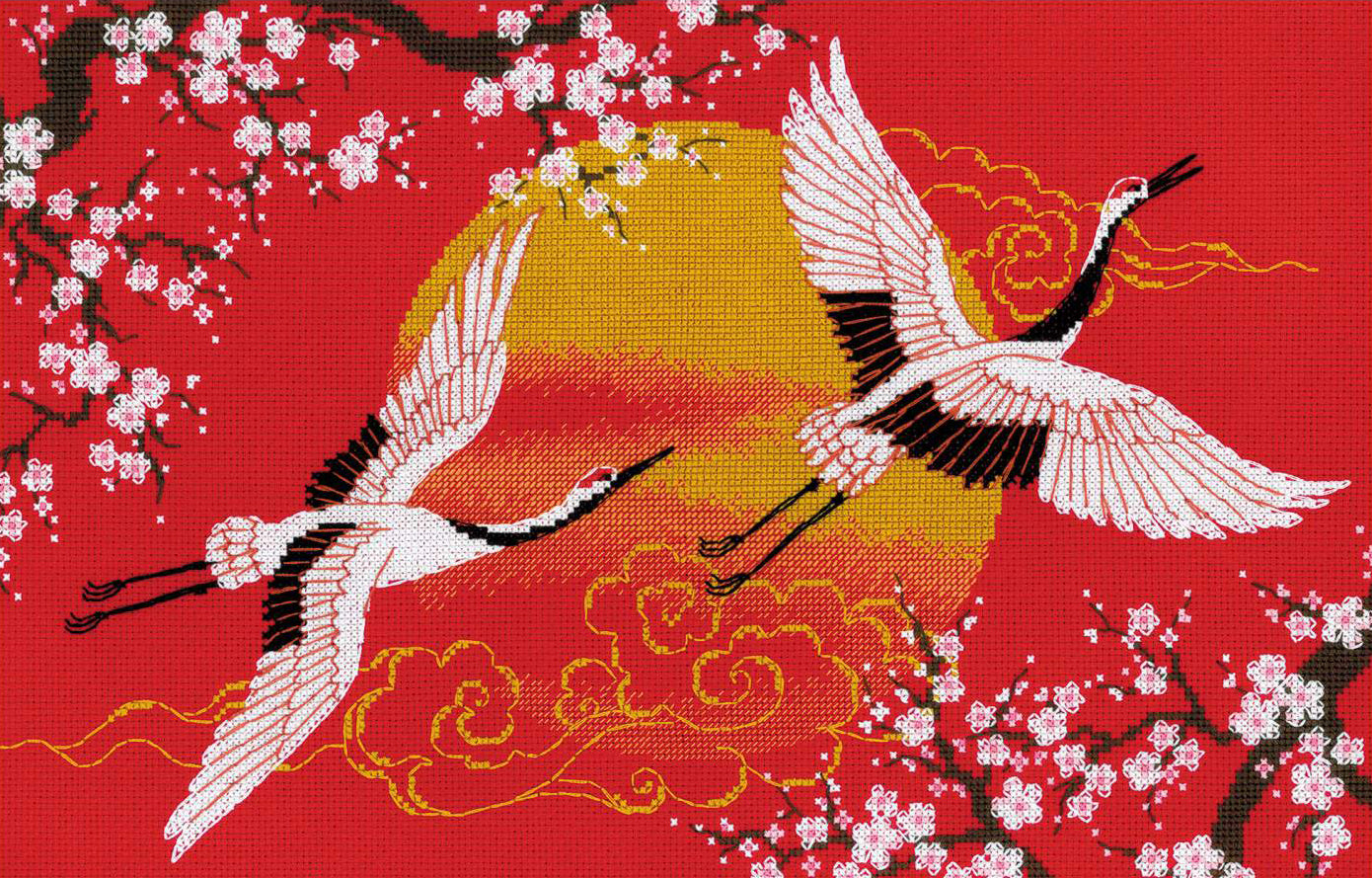 Kit de Bordado de Punto de Cruz - "Under Heaven. Cranes" - Riolis 2077