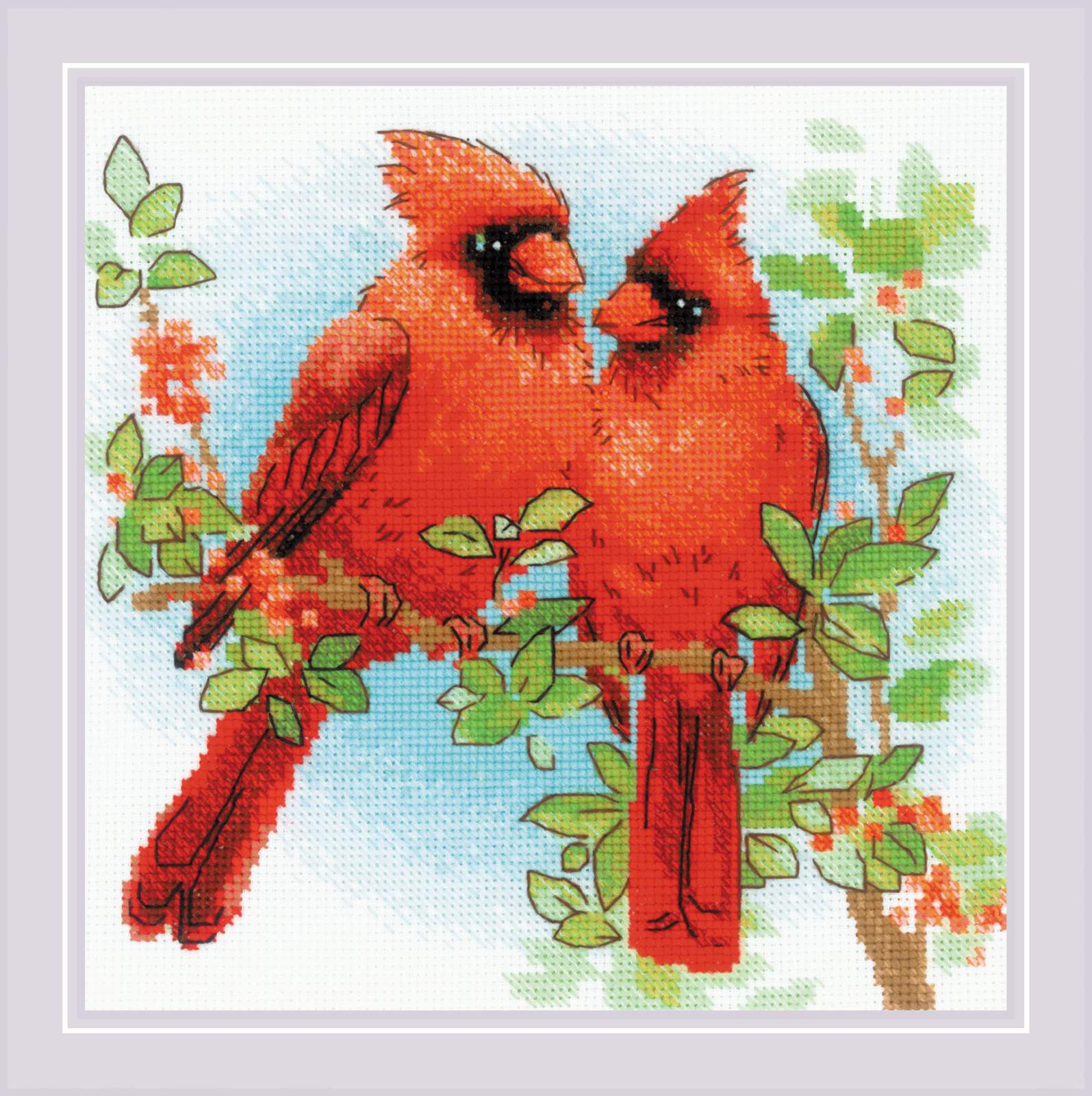 Riolis Cross Stitch Kit - "Red Cardinals" 2096