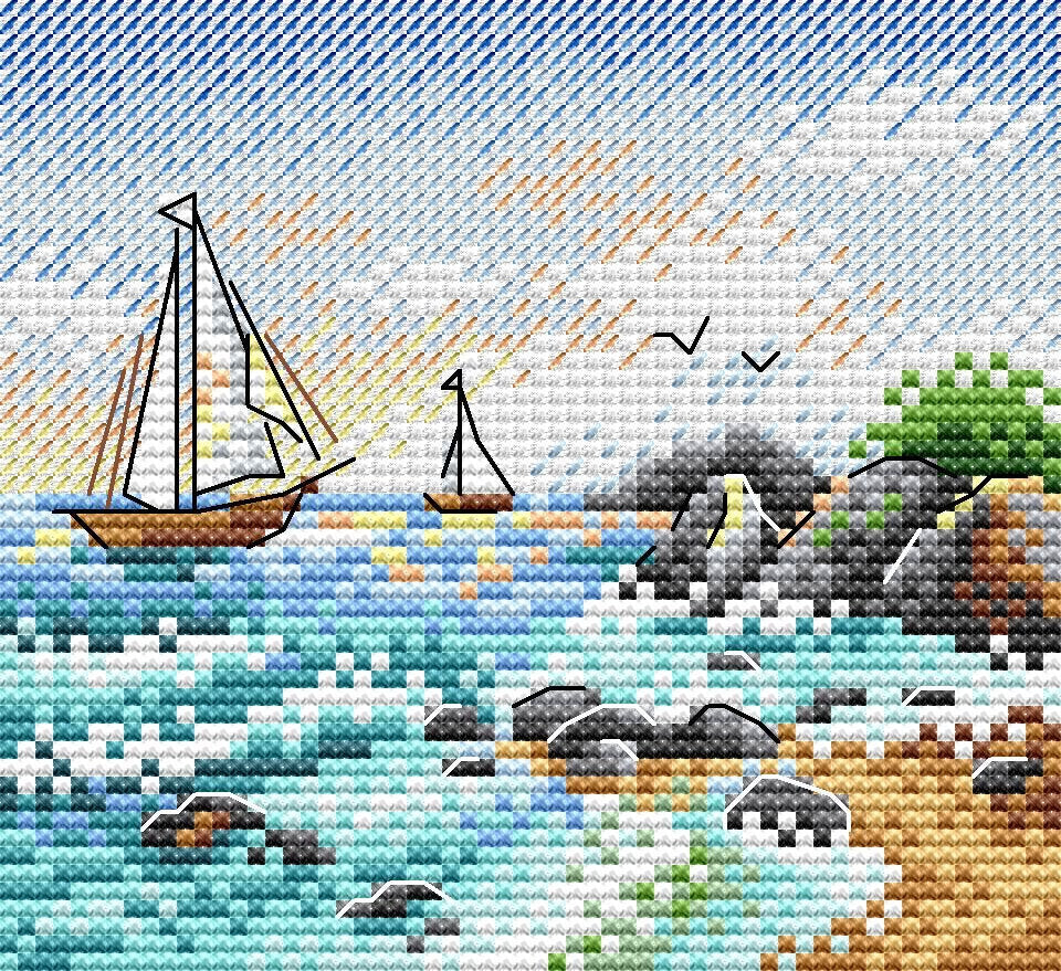 Kit de Punto de Cruz 'On the Sea Wave' - SM-642 MP Studia