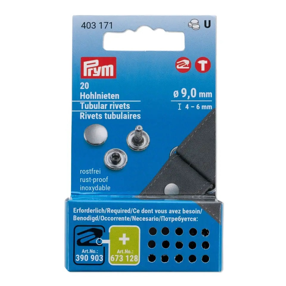 Remaches Tubulares Plateados Ø 9 mm - 4-6mm de Prym 403171: Resistencia y Estilo para tus Proyectos de Remachado