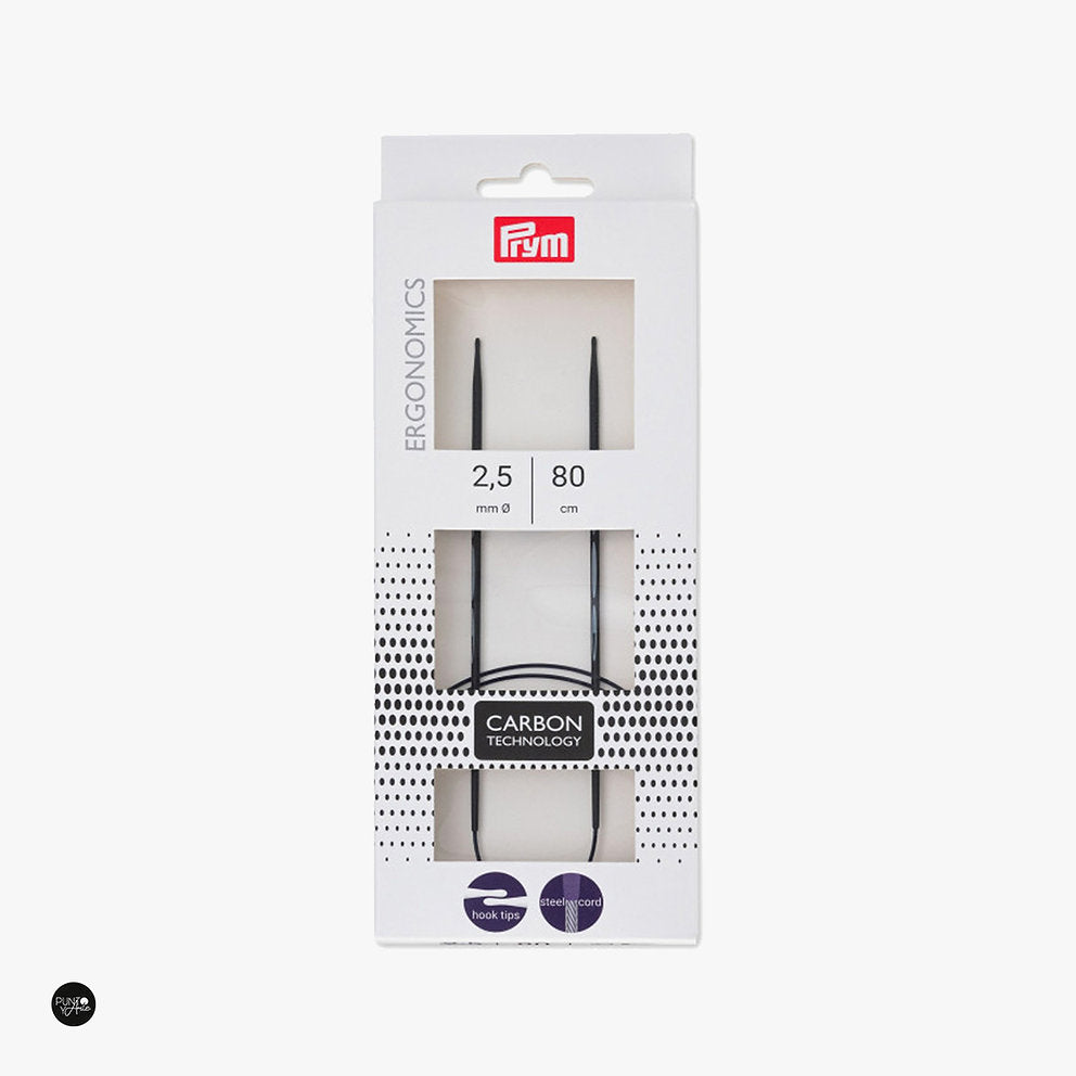 2,5 mm Carbon Ergonomische Rundstricknadel - Prym