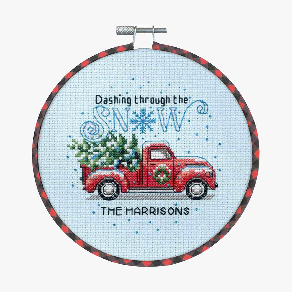 Kit de punt de cruz. Holiday Family Truck 72-09005 Dimensions