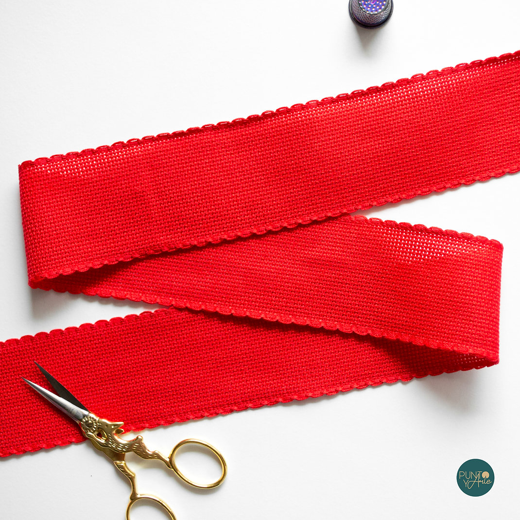 Cinta de Entredos 50 mm - Aida 14ct. Color Rojo - ZWEIGART 7107/9