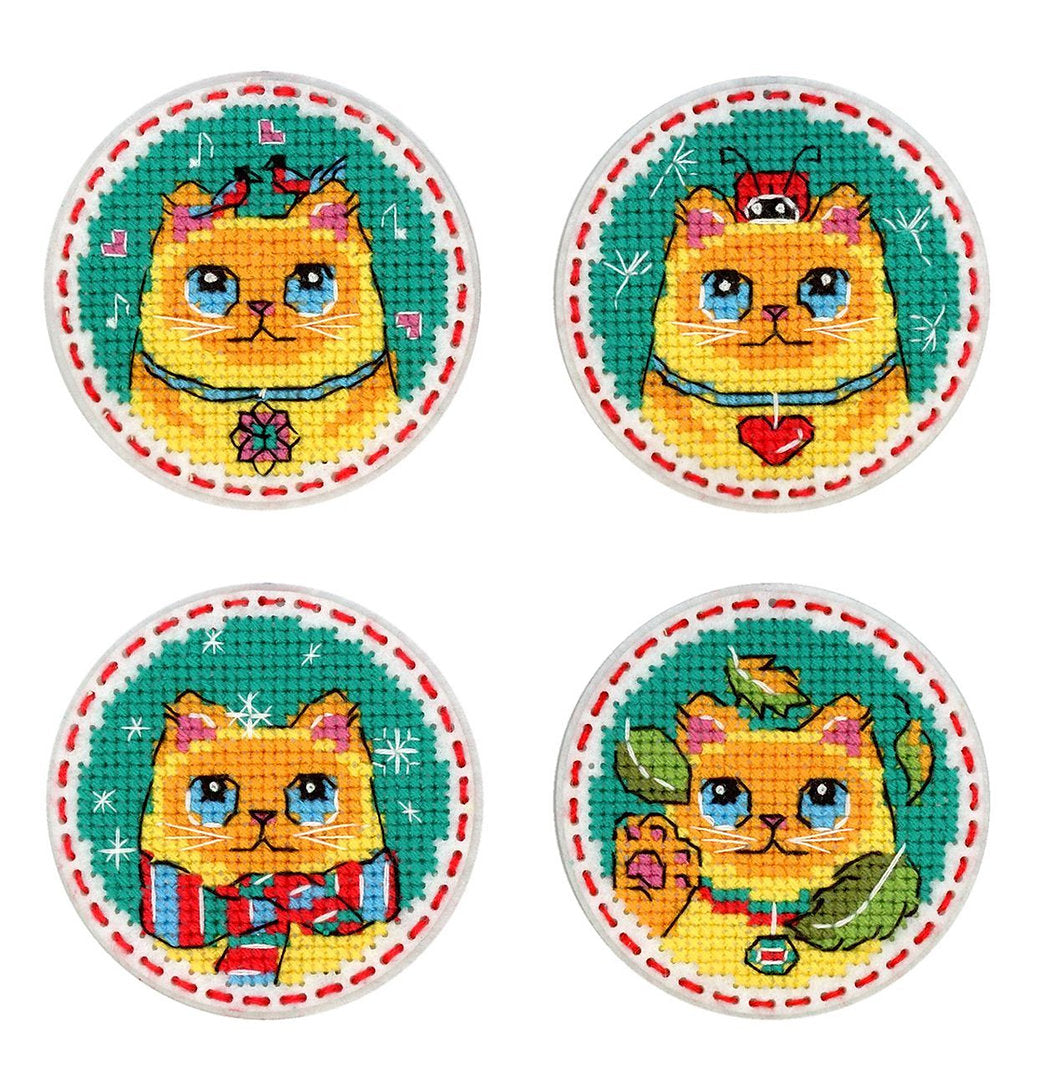Kit de Punto de Cruz 'Cats. Badges. Imanes' - ST-977 MP Studia