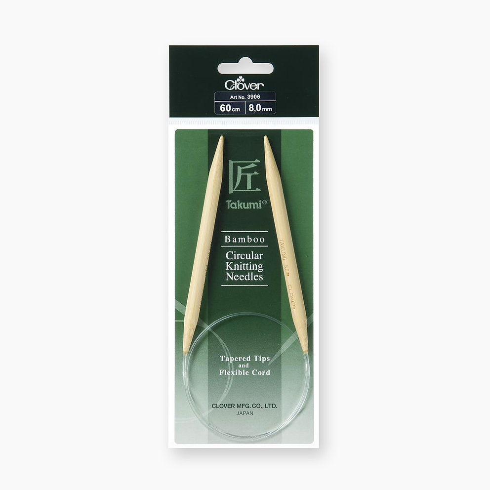 Agujas Circulares de Bambú Takumi de 60 cm de Clover - Tejido de Precisión y Comodidad