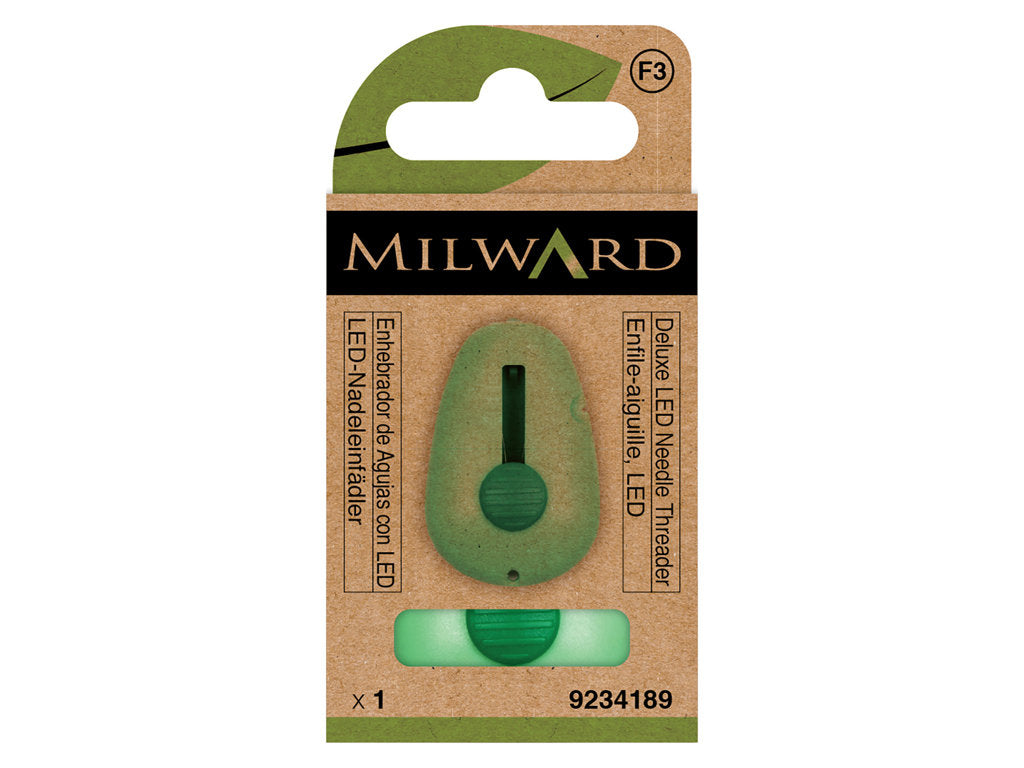 Enhebrador de Agujas Milward 9234189 con Luz LED Integrada - Visibilidad Mejorada en Verde Claro