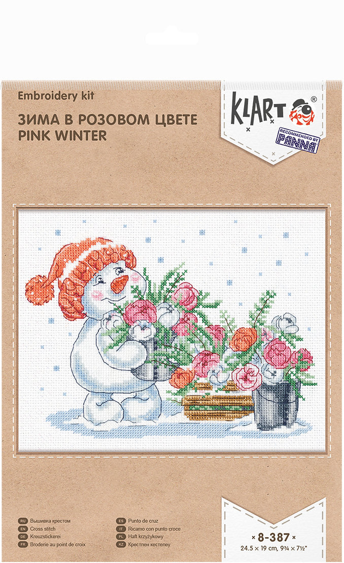 Kit de Punto de Cruz Klart 8-387 "Invierno Rosado"