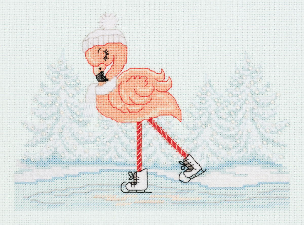 Kit de Punto de Cruz Klart 8-417 "Flamingo on Skates"