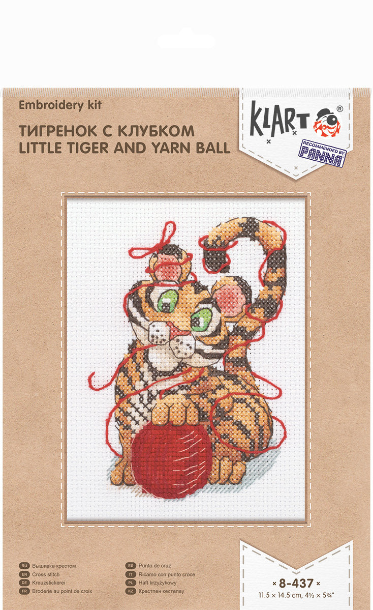 Kit de Punto de Cruz Klart 8-437 "Pequeño Tigre y Ovillo de Lana"