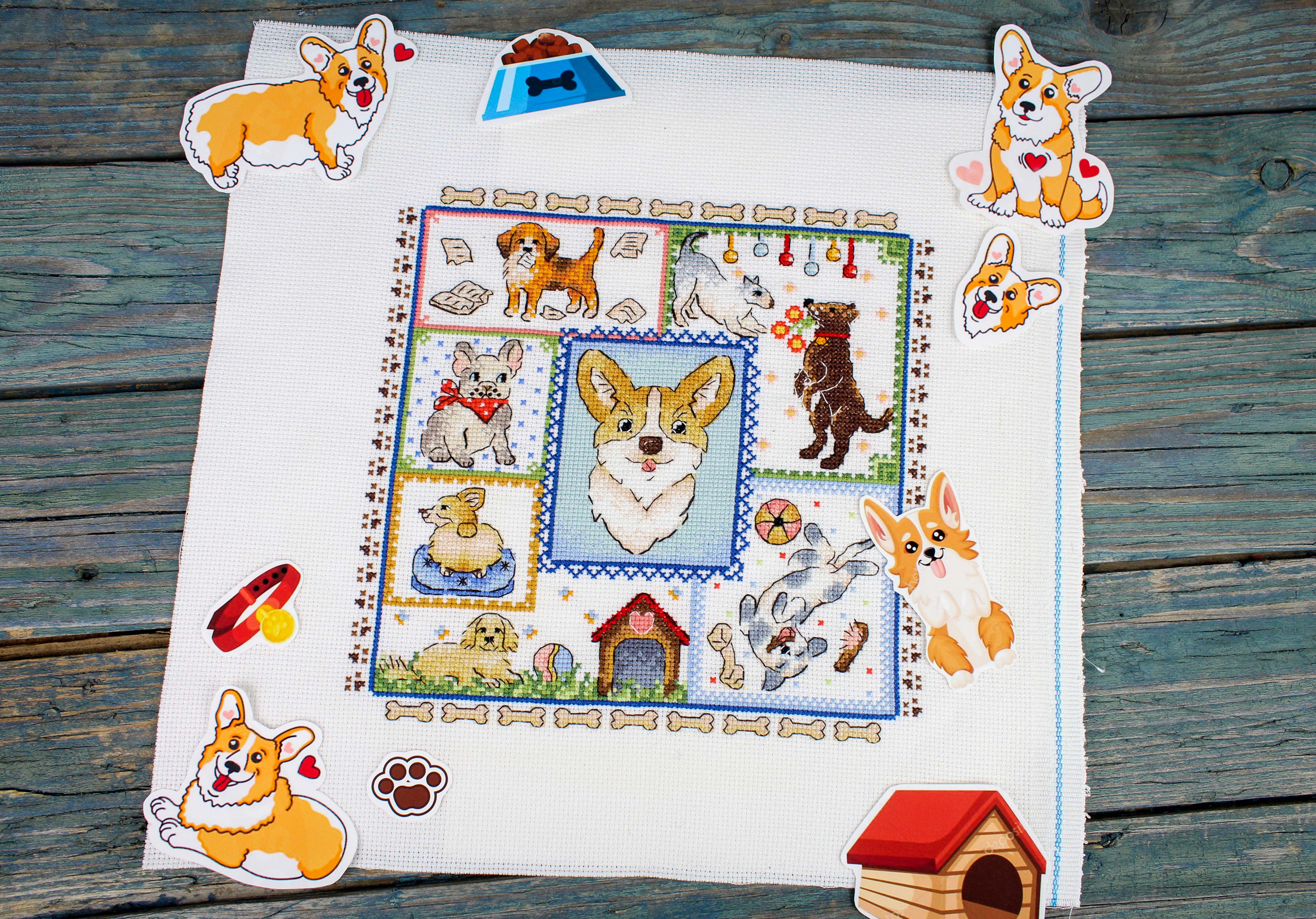 Kit de Punto de Cruz "Sampler. Puppy Joy", de MP Studia SNV-895