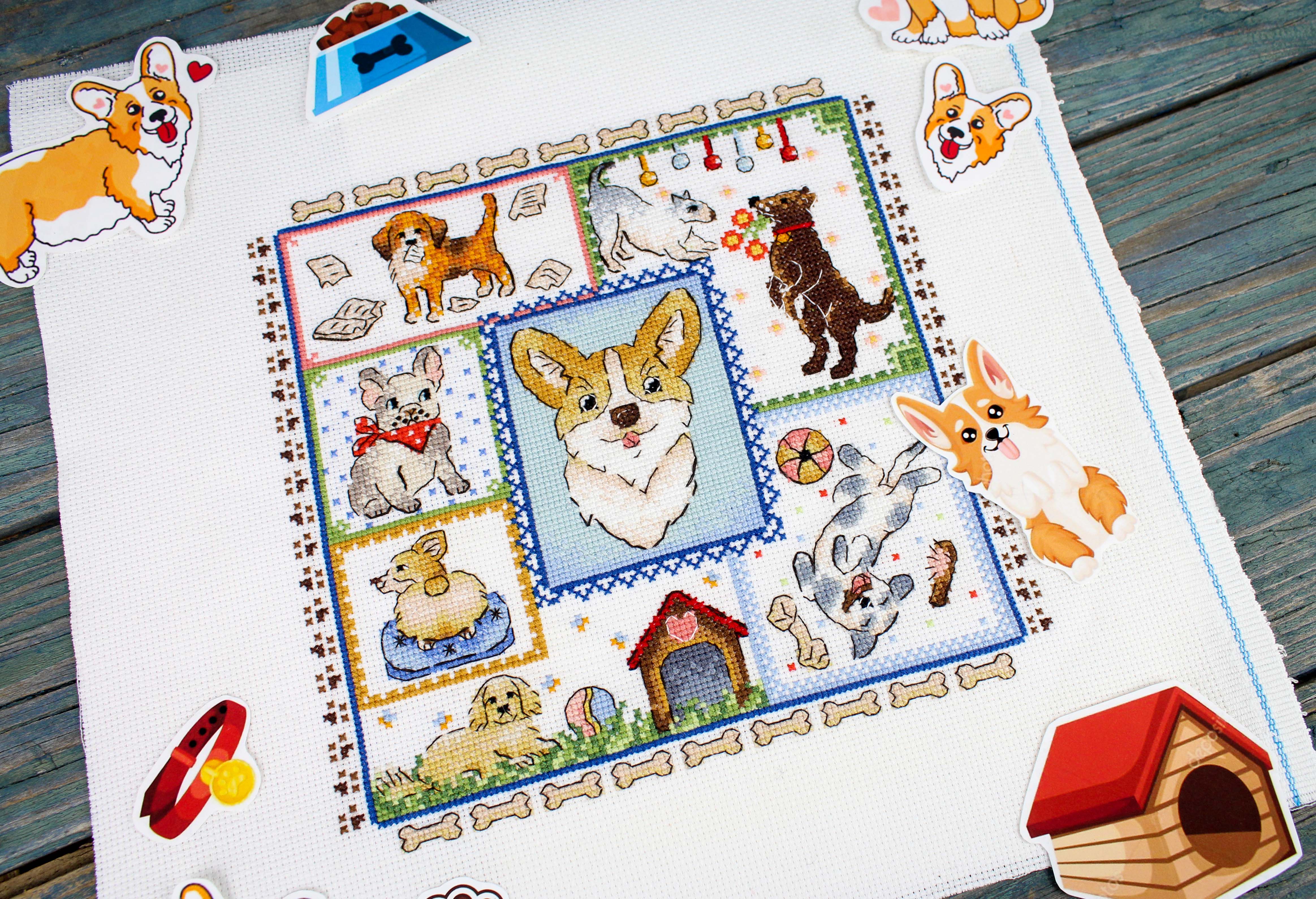 Kit de Punto de Cruz "Sampler. Puppy Joy", de MP Studia SNV-895