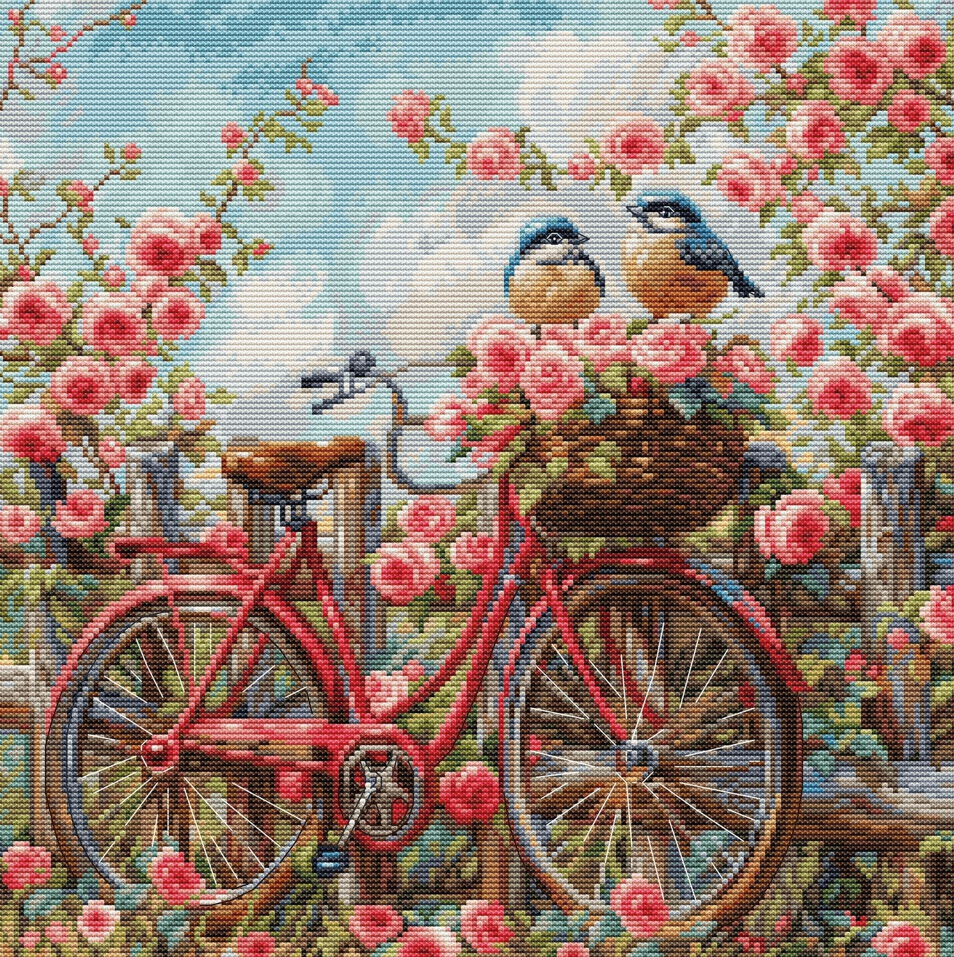 Kit de Punto de Cruz Luca-S Gold - Bicycle with Roses, BU5061