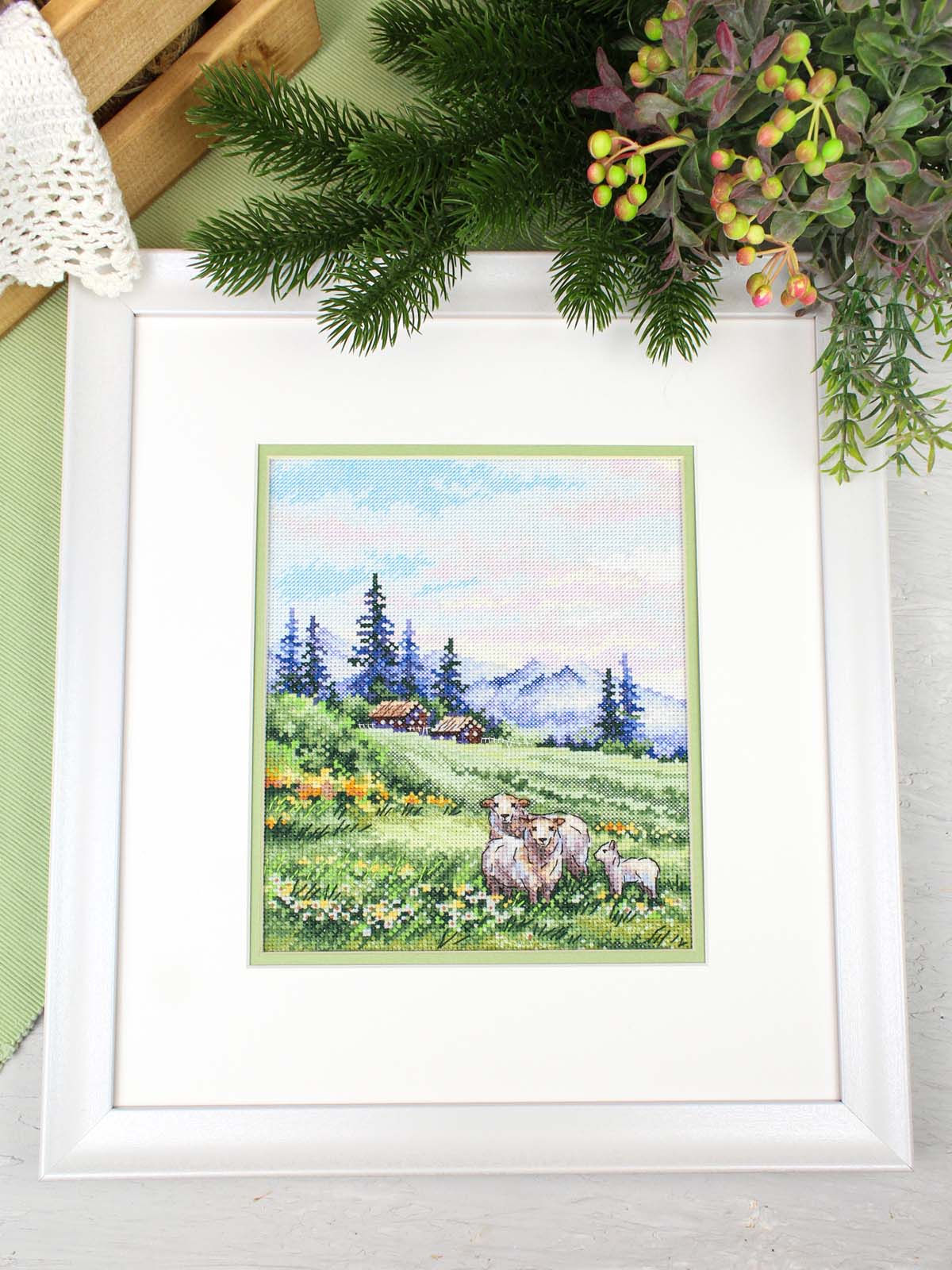 Kit de punto de cruz MP Studia “En los prados alpinos” SNV-935