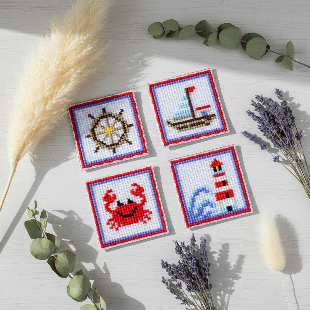 Kit de punto de cruz MP Studia “El mar llama. Set de 4” SN-004