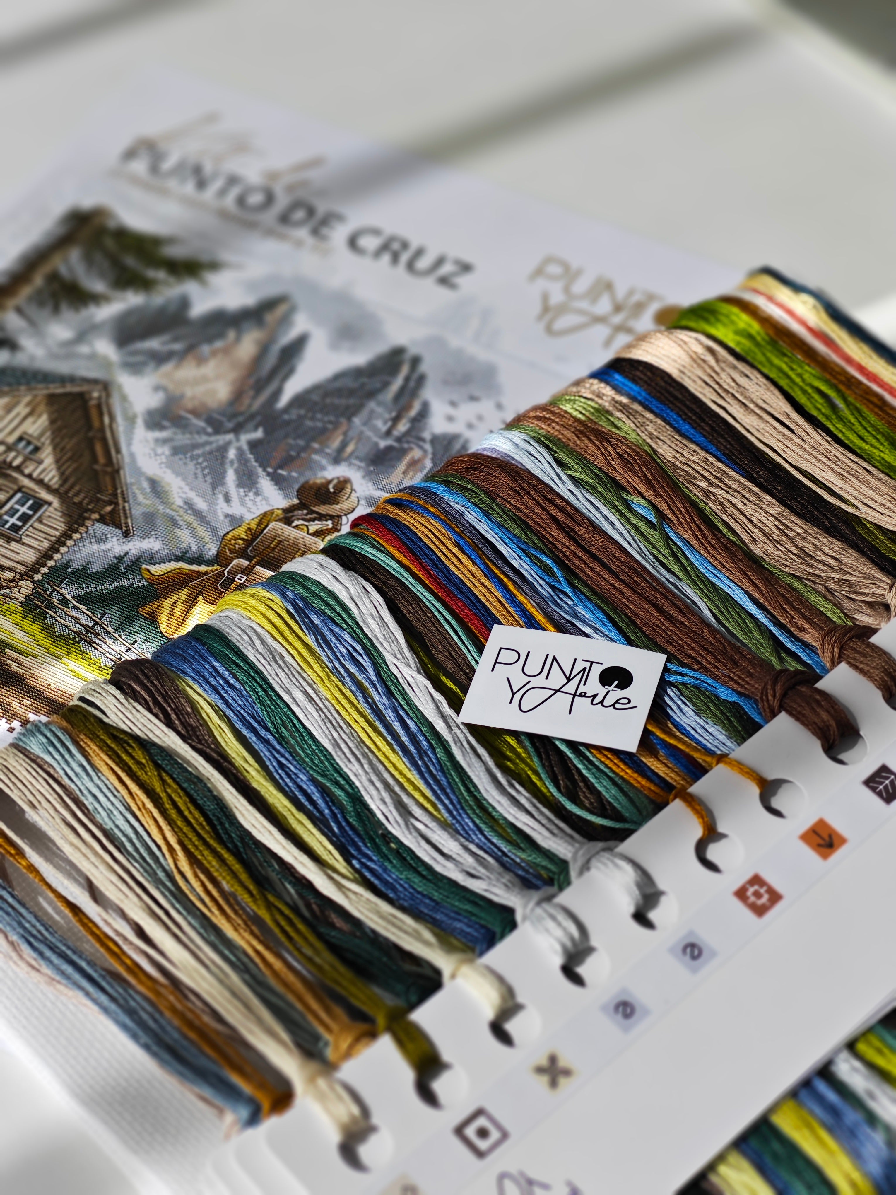 Kit de Punto de Cruz "Bajo el Cielo de la Montaña" P033 de Punto y Arte