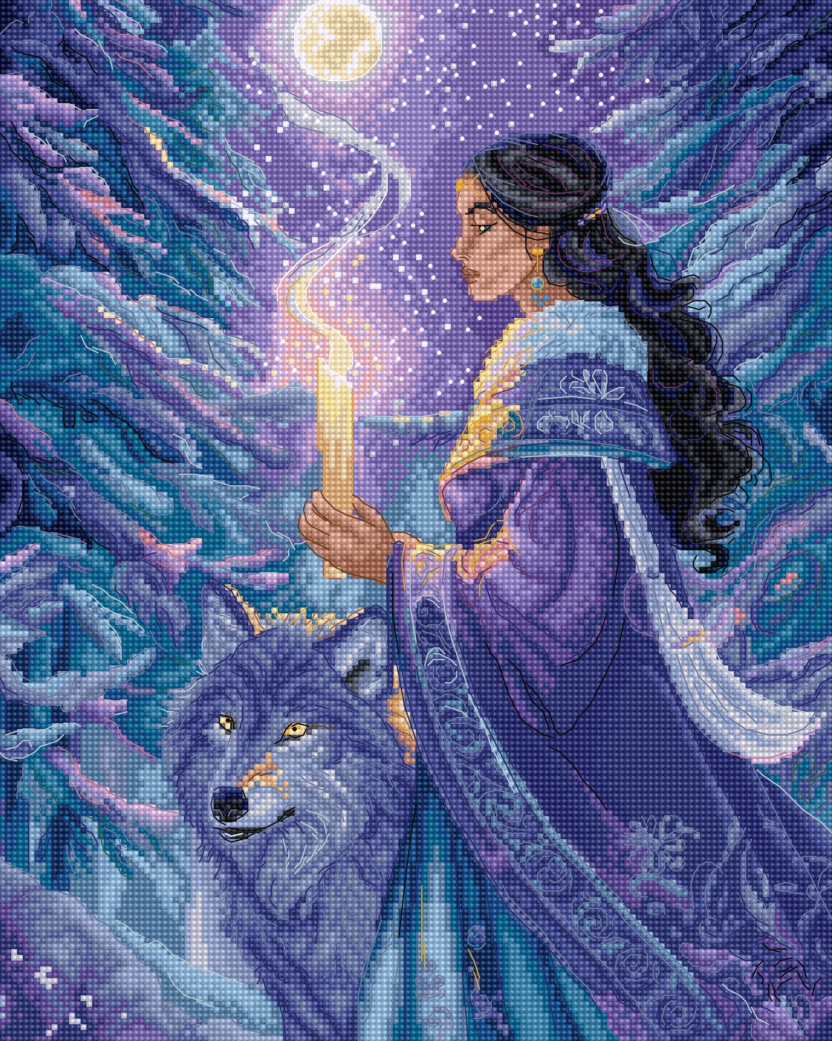 Kit de punto de cruz LetiStitch “Arctic Enchantress” L9973 – Fantasía invernal