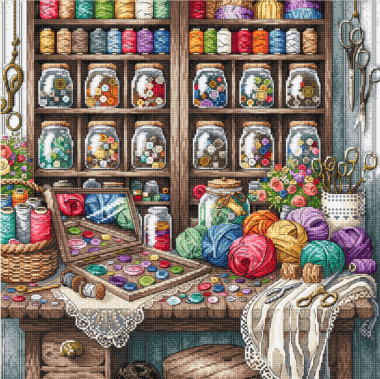 Cuarto de Costura - Kit de Punto de Cruz Punto y Arte P022