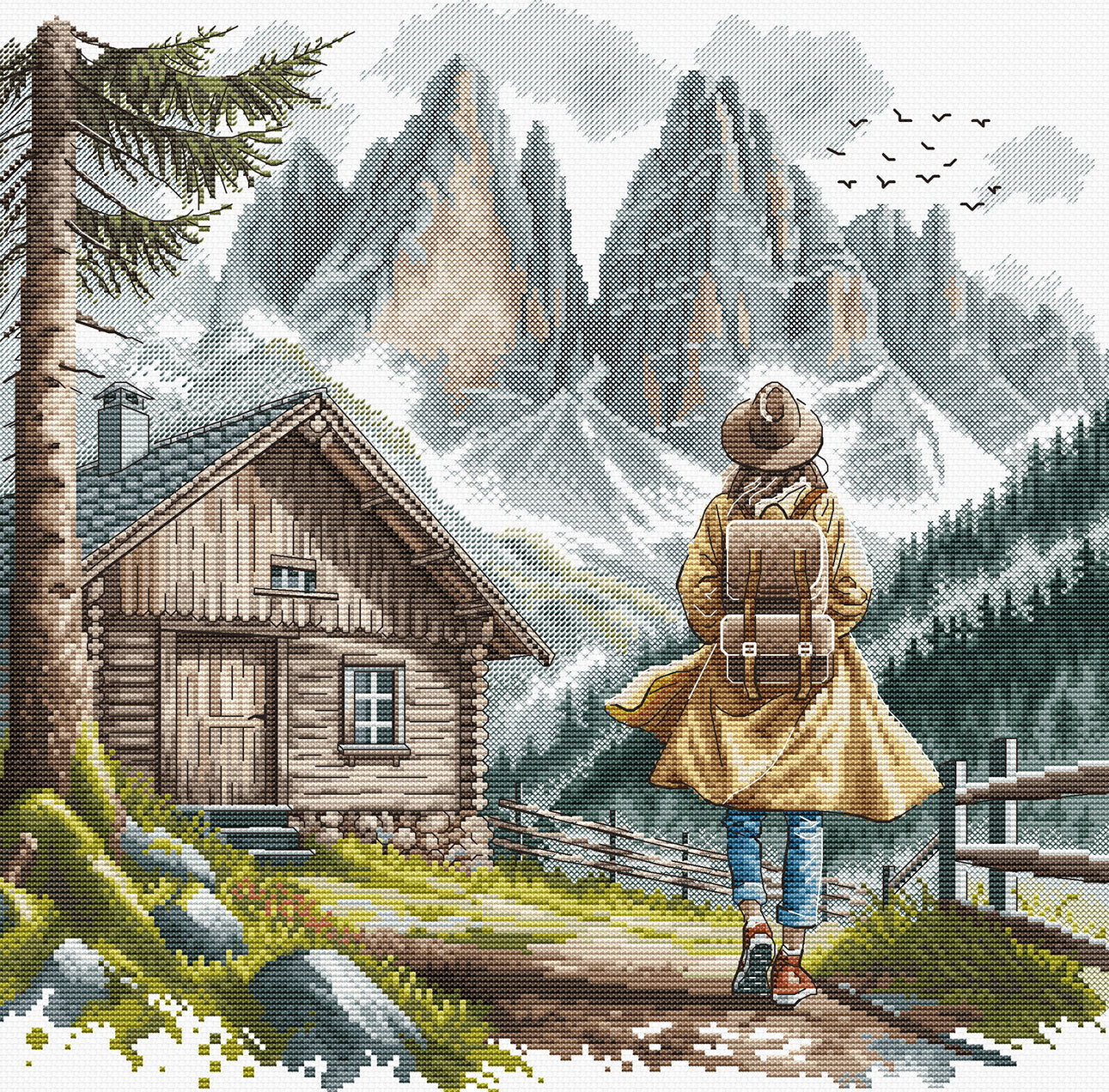 Kit de Punto de Cruz "Bajo el Cielo de la Montaña" P033 de Punto y Arte