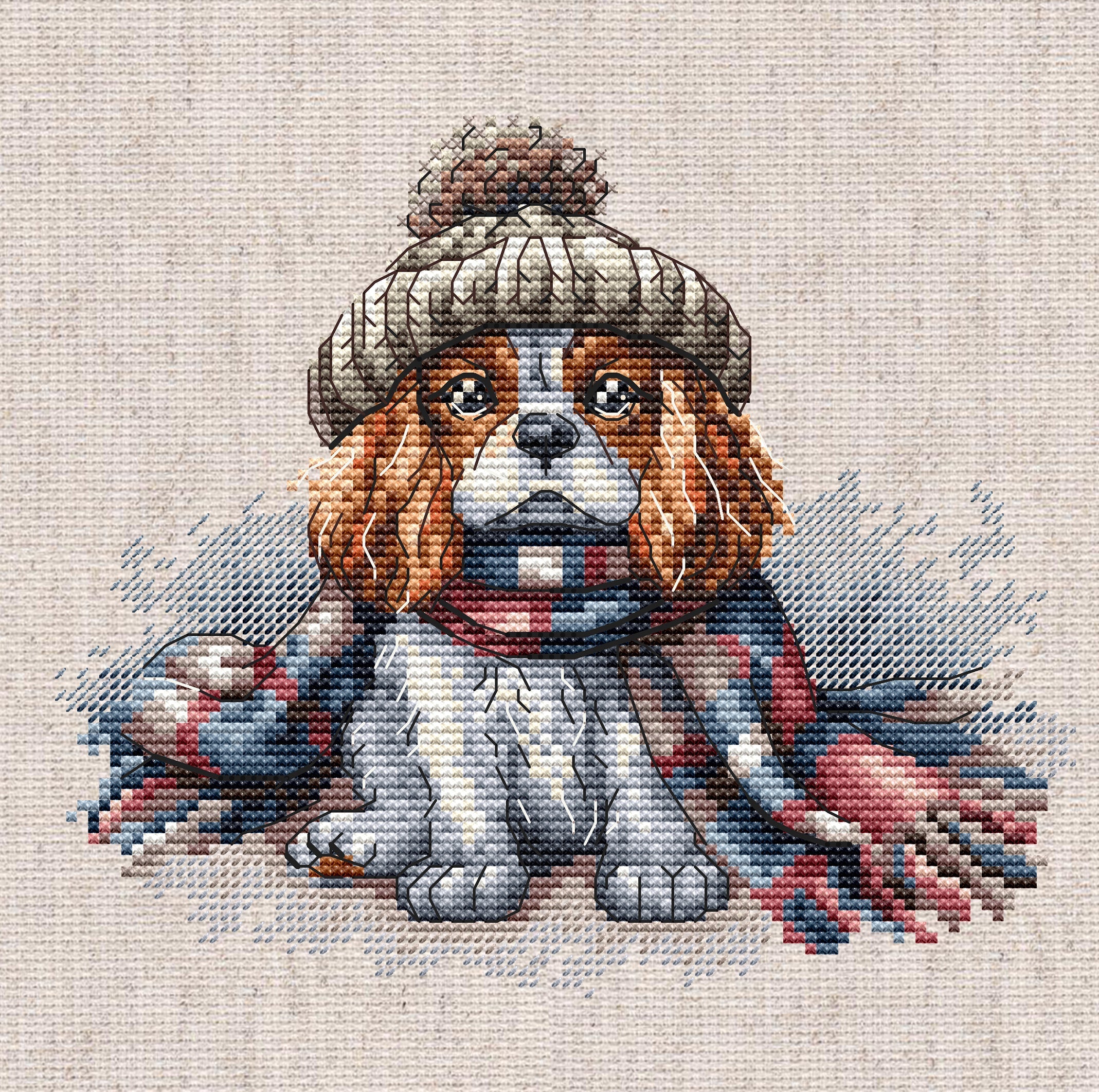 P037 Cavalier King Charles Spaniel - Kit de Punto de Cruz de Punto y Arte