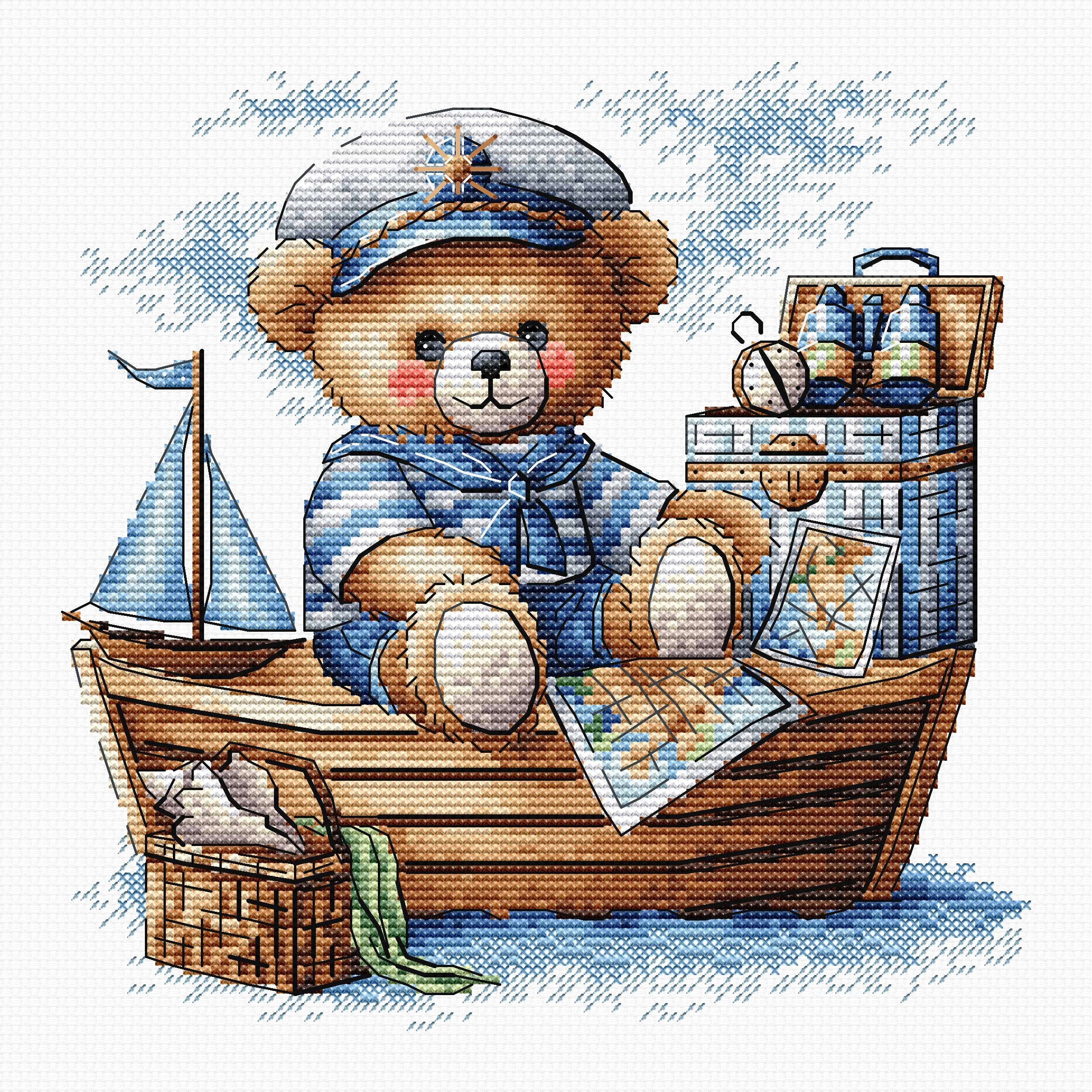 El Capitán Oso en Alta Mar - Kit de Punto de Cruz Punto y Arte P050