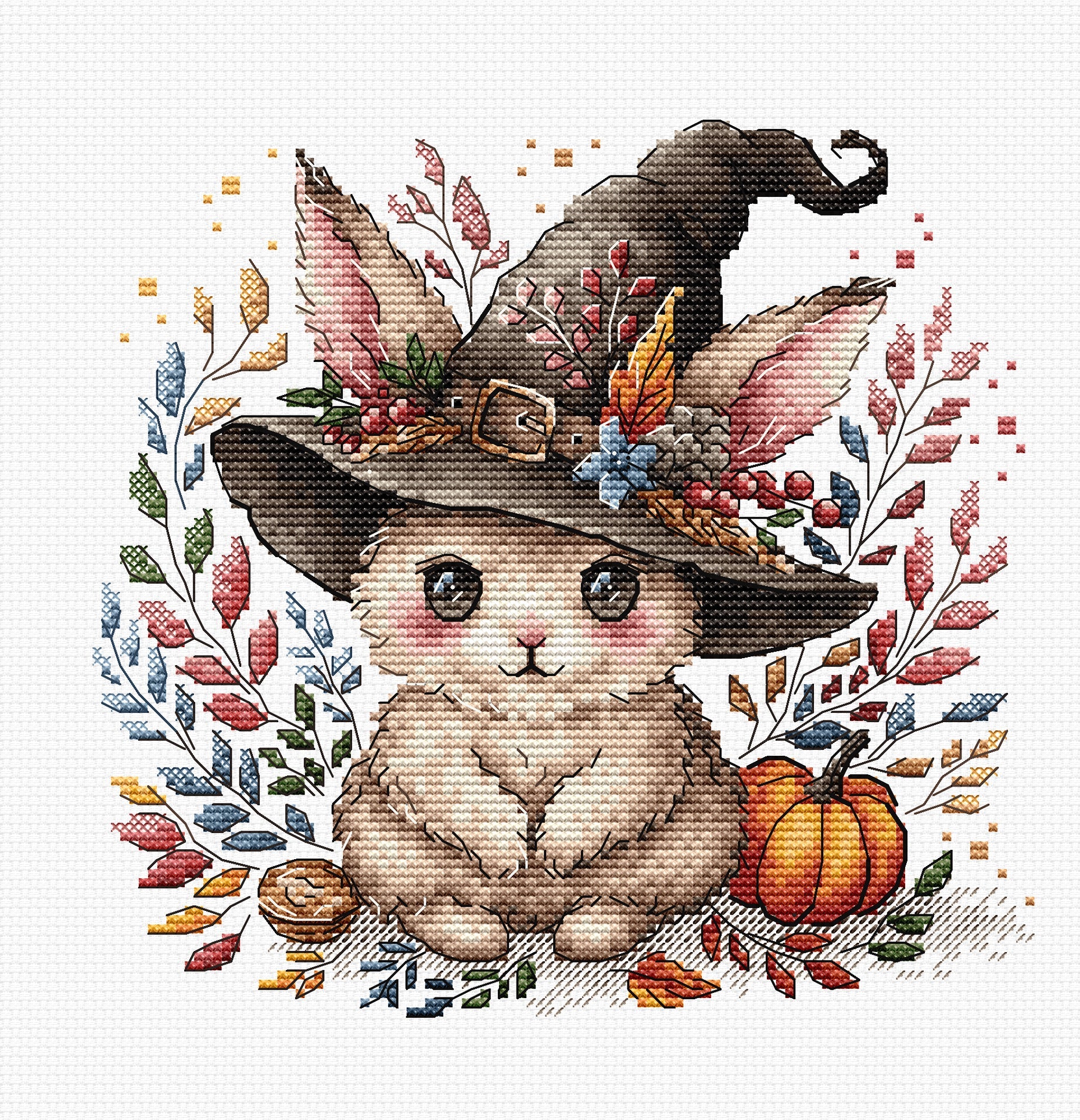 Kit de punto de cruz - "Conejito Mágico en Otoño" Punto y Arte, Artículo P075