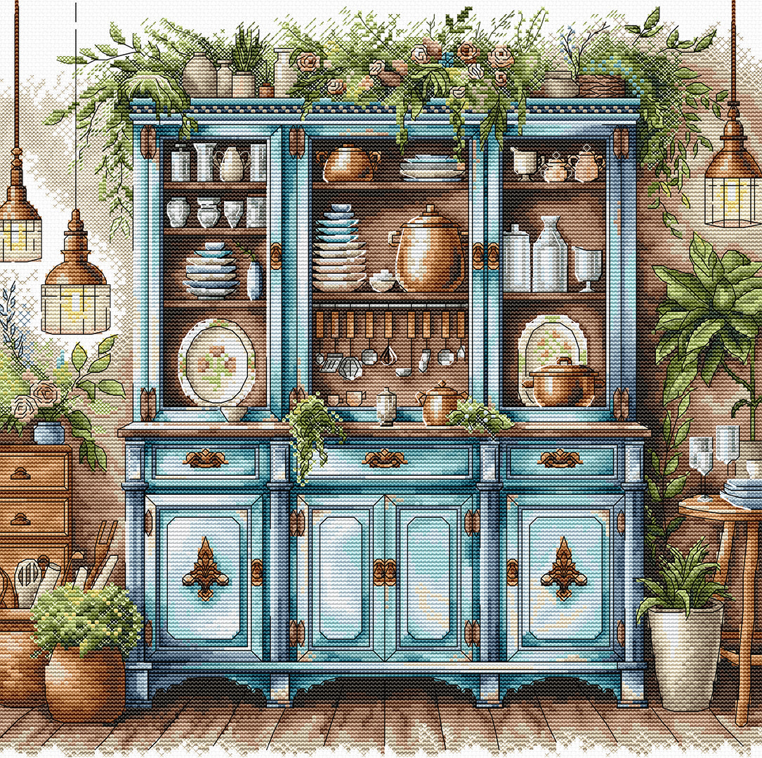 Kit de Punto de Cruz AVA Stitch P102 "Blue Cupboard"