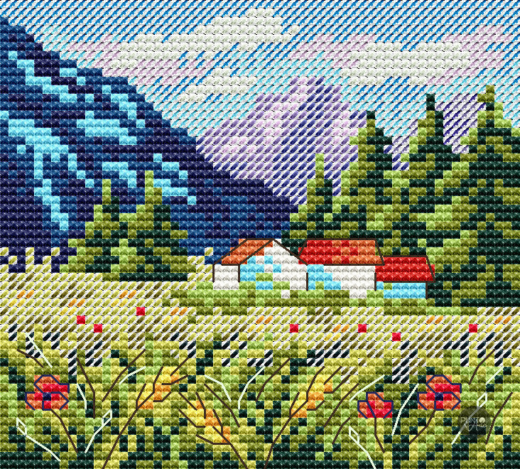 Paisaje de montaña - SM-614 MP Studia - Kit de punto de cruz