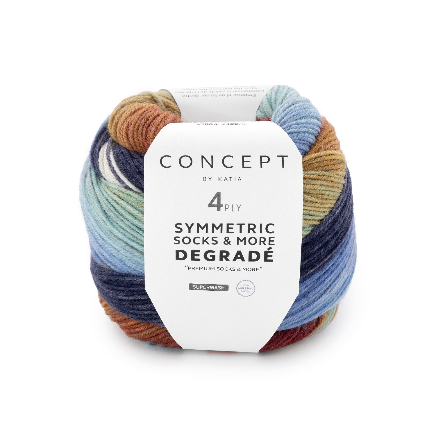 Symmetric Socks & More Degradé de Katia - Lana Fingering con Ciclo de Color Perfecto