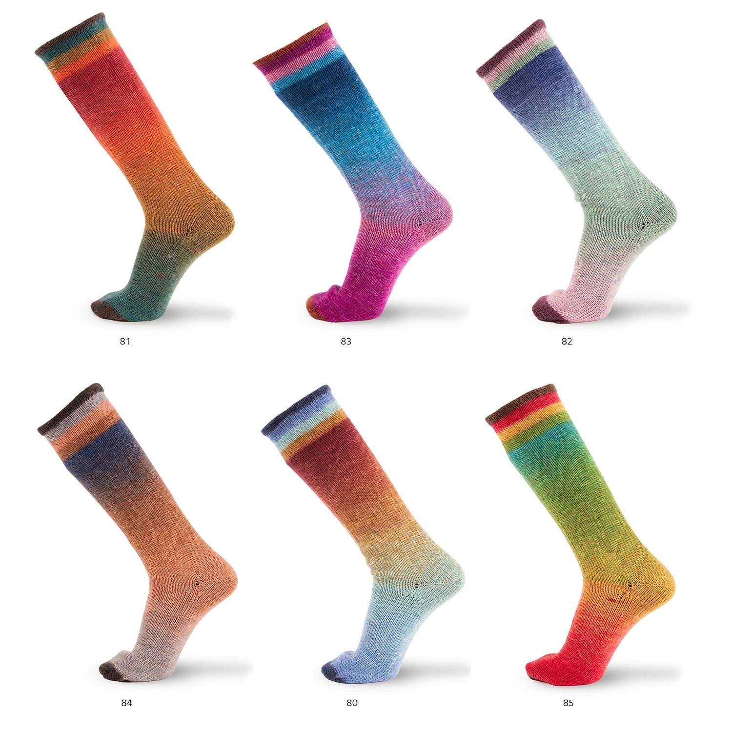 Symmetric Socks & More Degradé de Katia - Lana Fingering con Ciclo de Color Perfecto