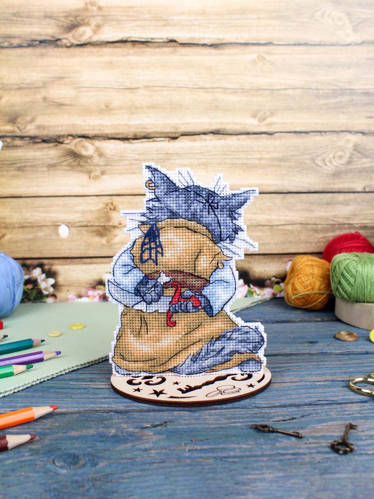 Basilio die Katze Kreuzstich-Set SR-1180 MP Studia | 14-fädiges Kunststoff-Canvas