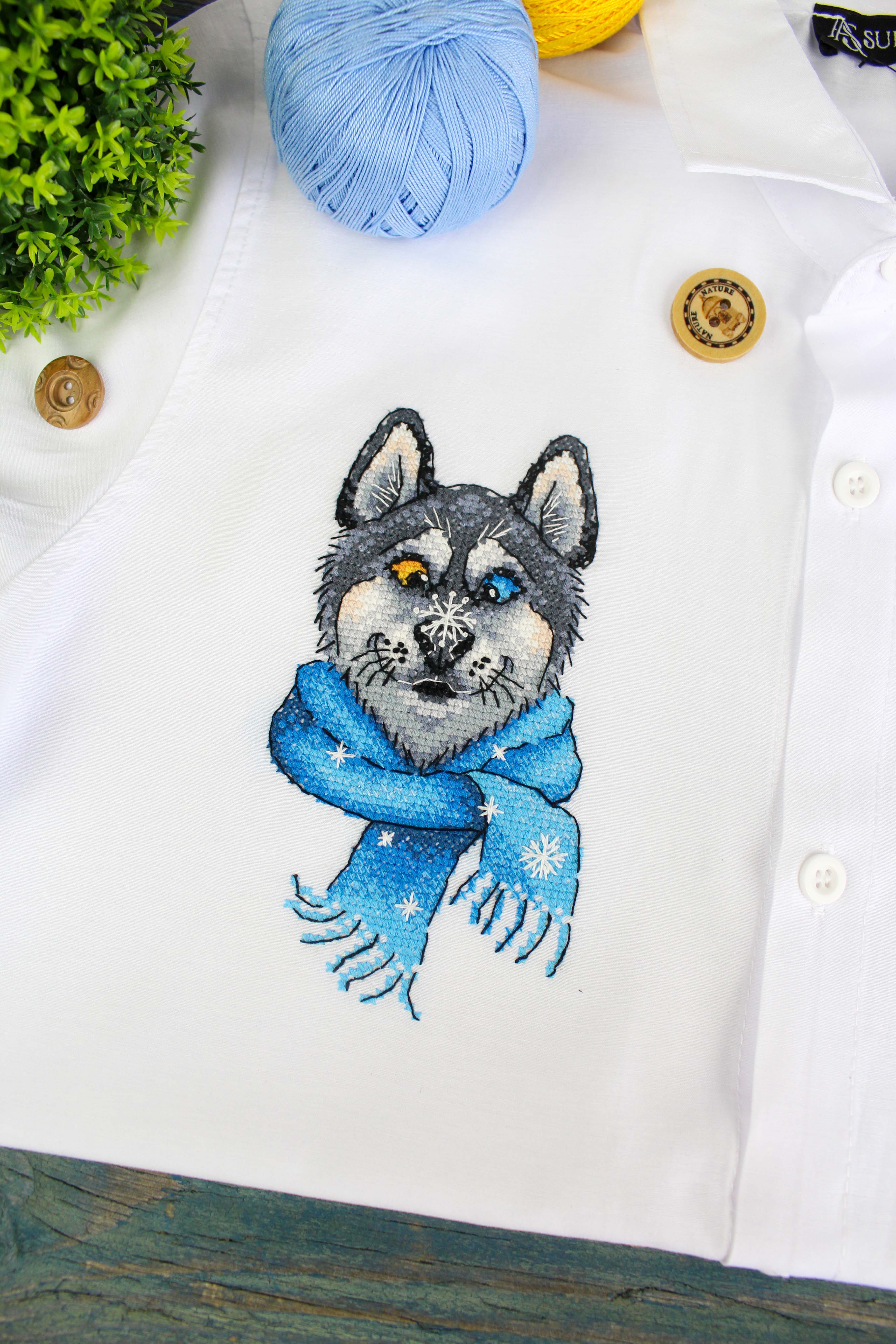 Kit de Punto de Cruz "Funny Husky" SV-1035 de MP Studia