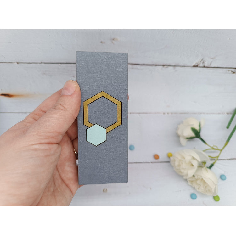 Organizador de Madera para Abalorios. Hexágono Turquesa KF027/105