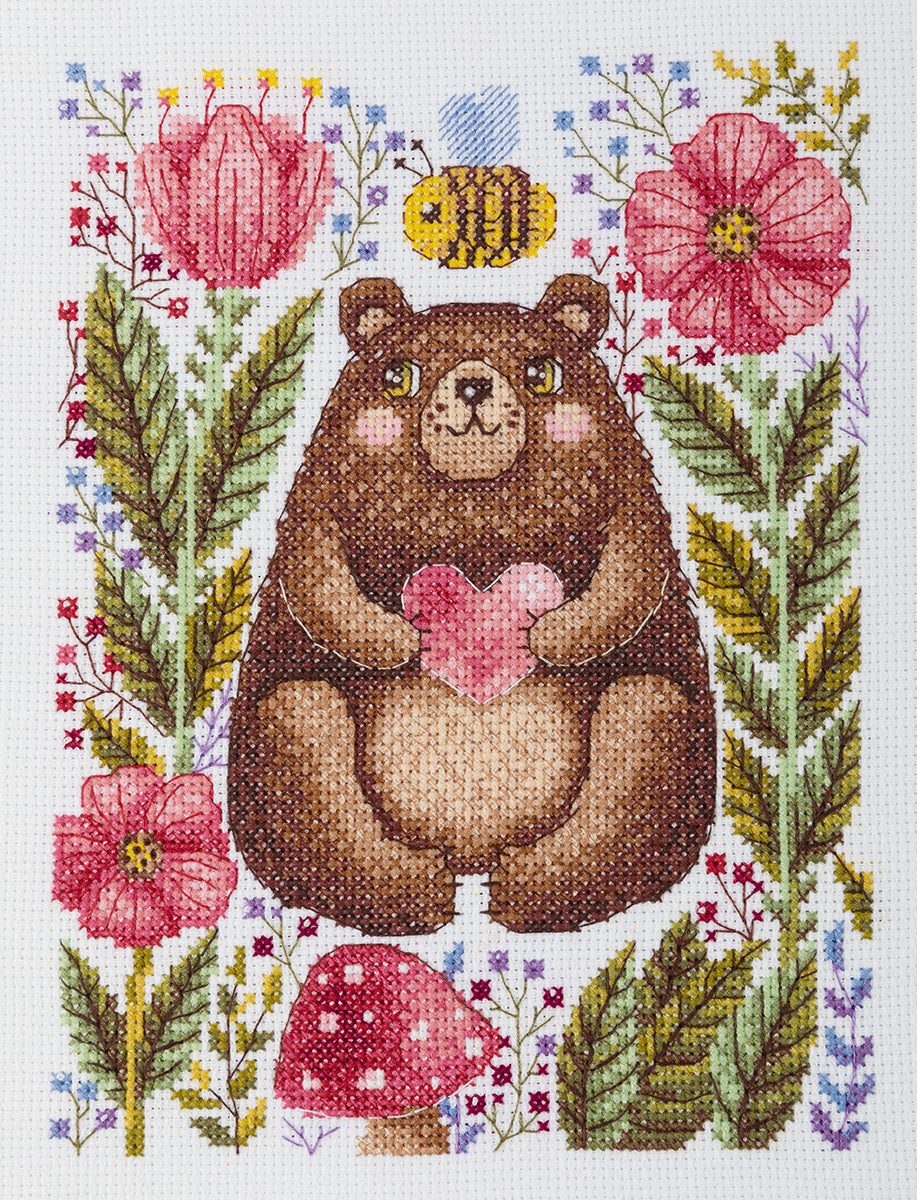 Kit de punto de cruz KLART "Osito con abejas" 8-542