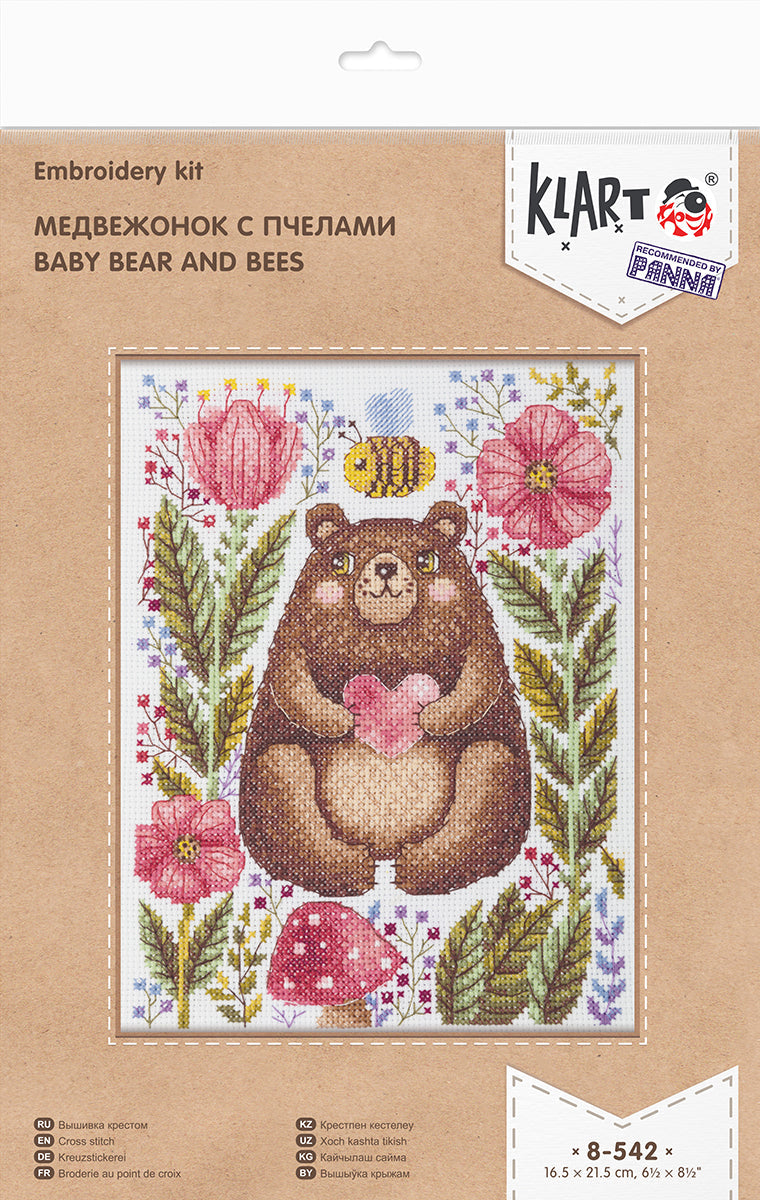 Kit de punto de cruz KLART "Osito con abejas" 8-542