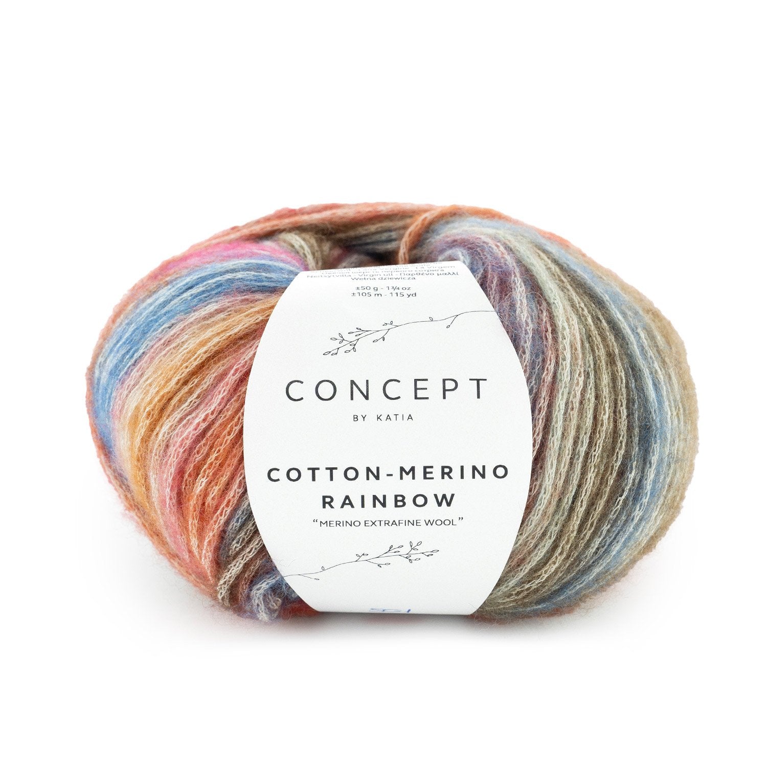 Ovillo Cotton-Merino Rainbow – 70% Algodón 30% Merino Extrafine – 50g