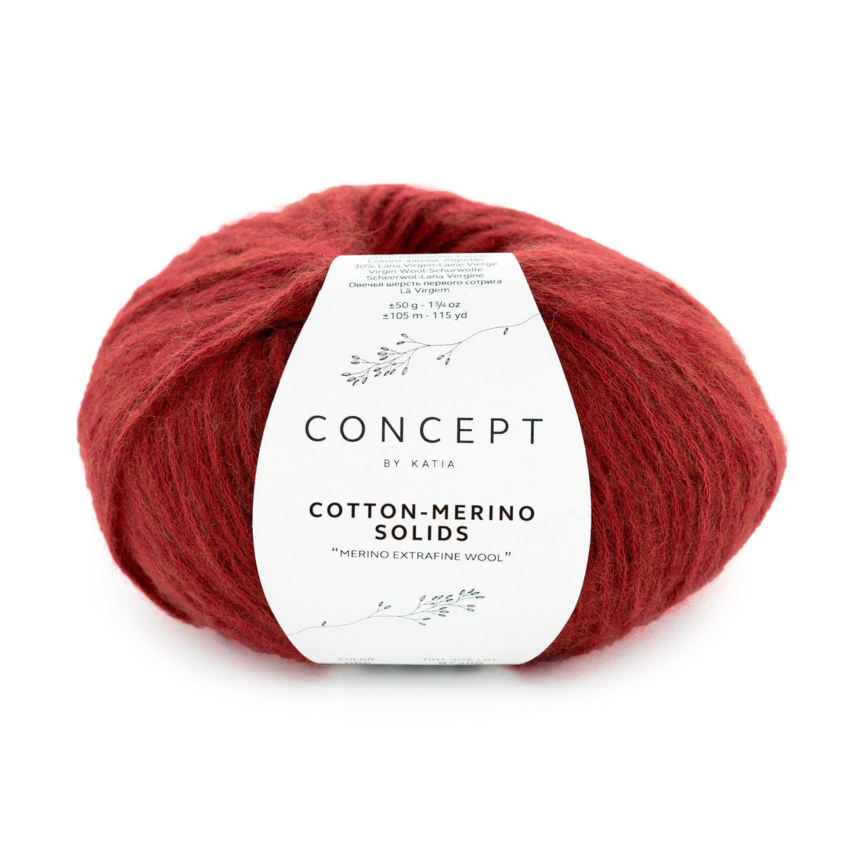 COTTON-MERINO SOLIDS de Katia, referencia de color 65 (Burdeos)