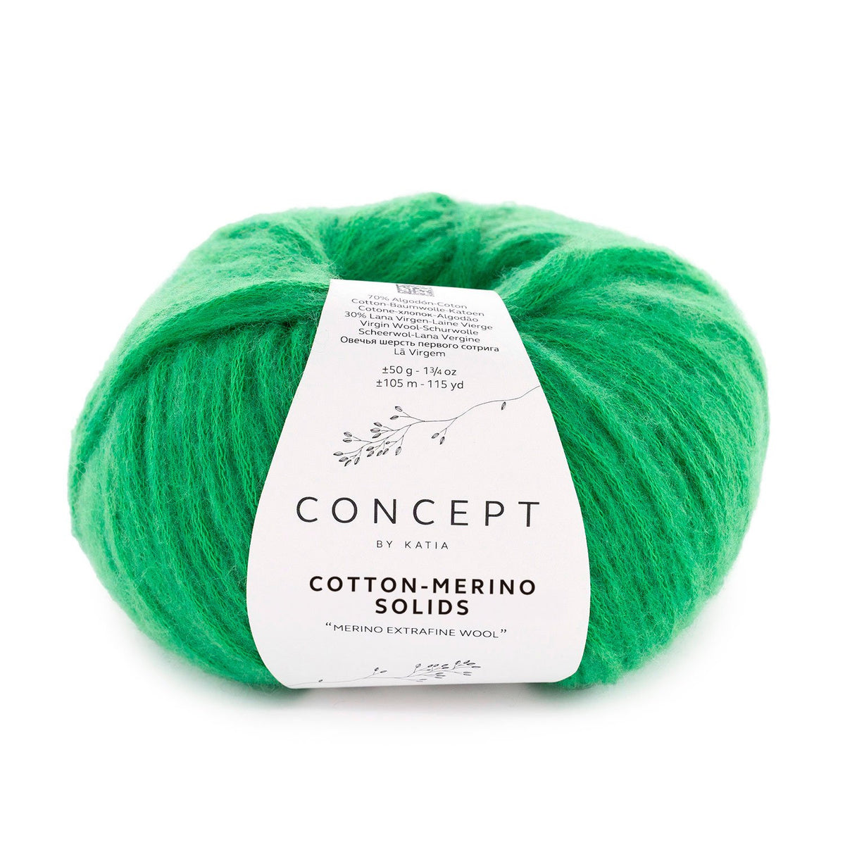 COTTON-MERINO SOLIDS de Katia, referencia de color 67 (Verde)