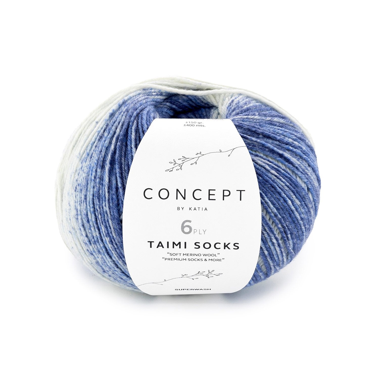Taimi Socks - Hilo de Lana Merino Superwash para Calcetines y Bufandas