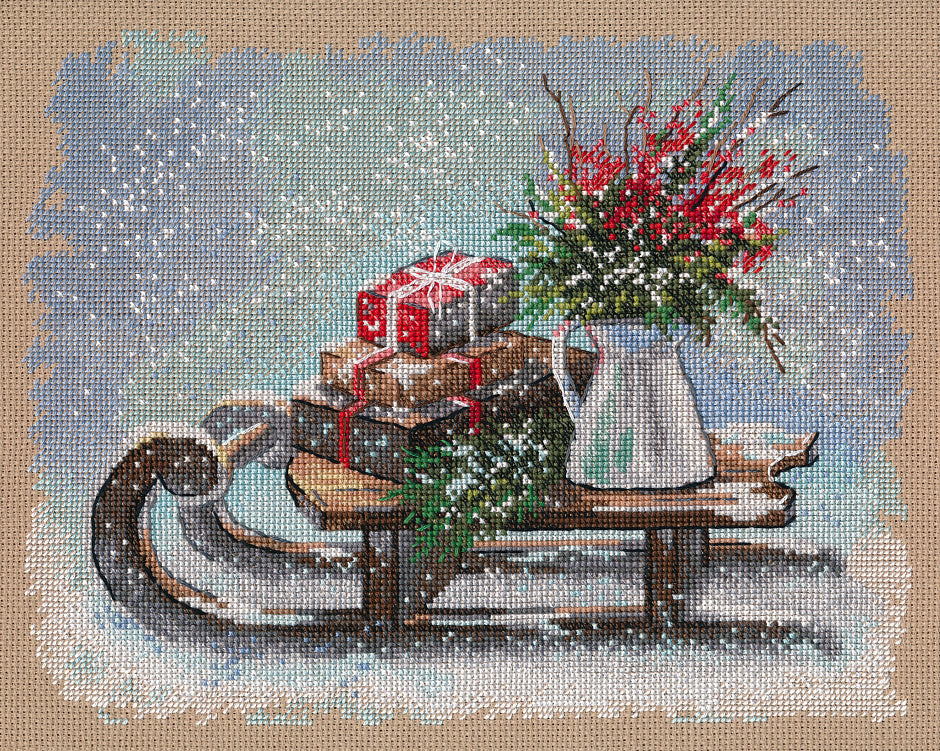 Kreuzstichset „Weihnachtsschlitten“ 1603 Ofen