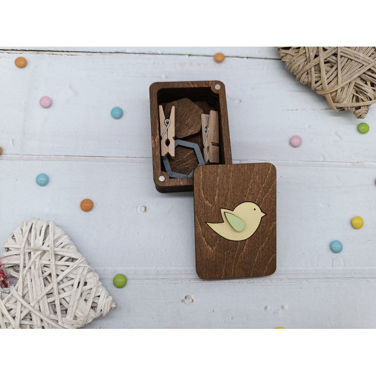 Wooden Box with Little Bird Design KF057/33 by Wizardi