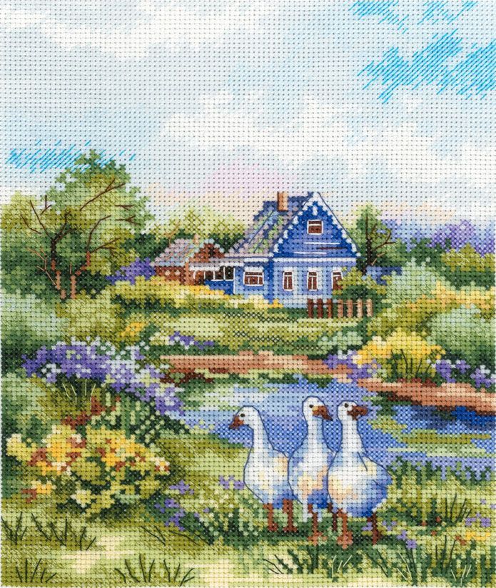 Kit de Punto de Cruz MP Studia SNV-917 "Summer in the Village"