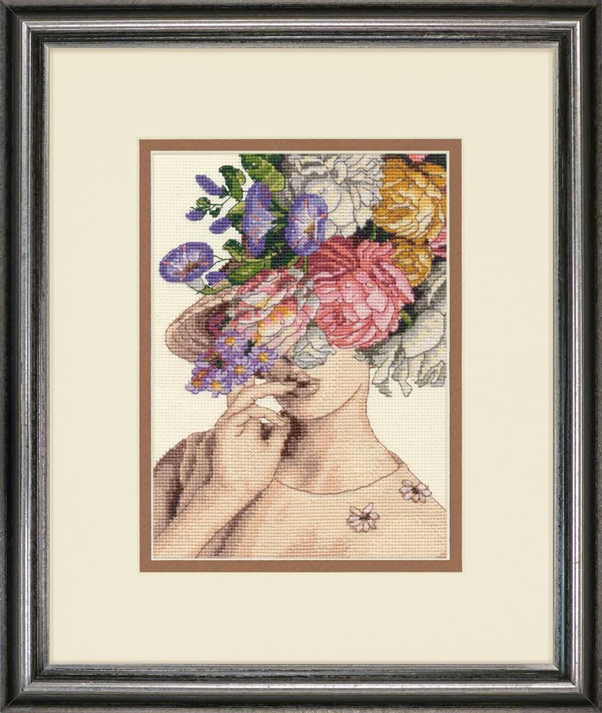 Frau mit Blumenhut – 70-65209 Maße – Kreuzstichset