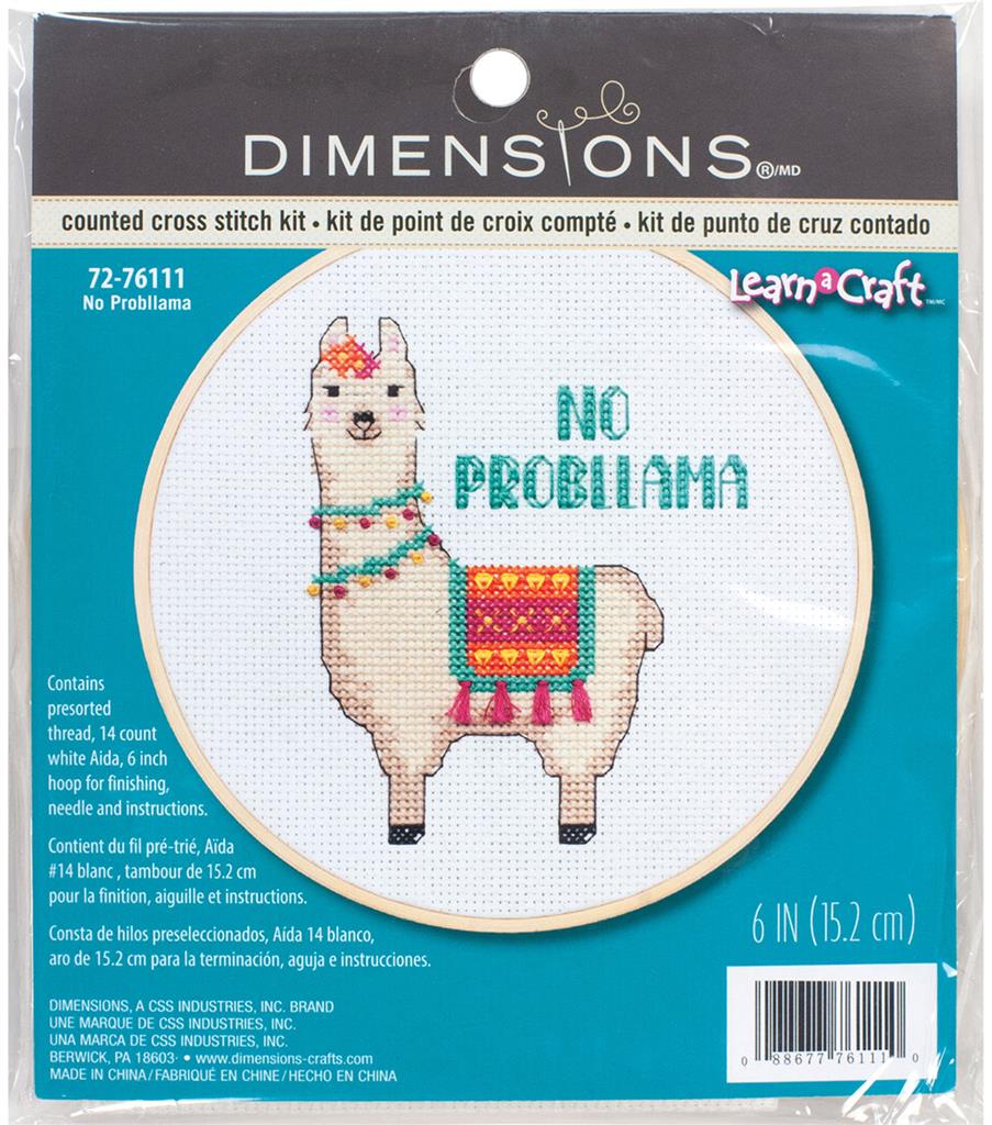 No Probllama - 72-76111 Dimensions - Kit de punto de cruz