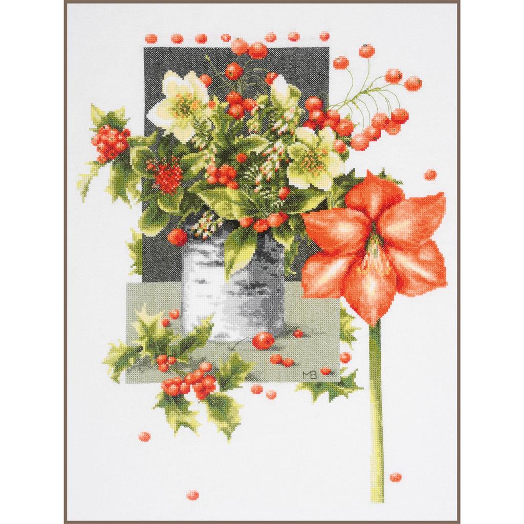 Cross Stitch Kit "Holly Jolly Amaryllis" - Lanarte PN-0201763